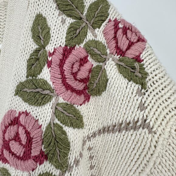 Ralsey Sweater Womens Large Floral Argyle Button Cardigan Vintage Style Knit - Picture 3 of 11